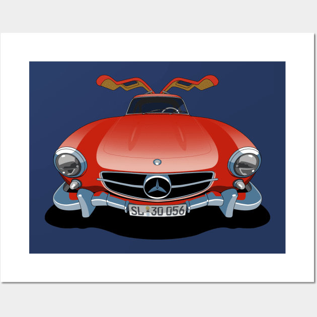 Mercedes Benz 300SL Gullwing in red Wall Art by candcretro